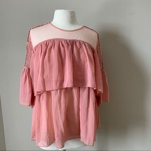 Blush chiffon tiered blouse NWT
